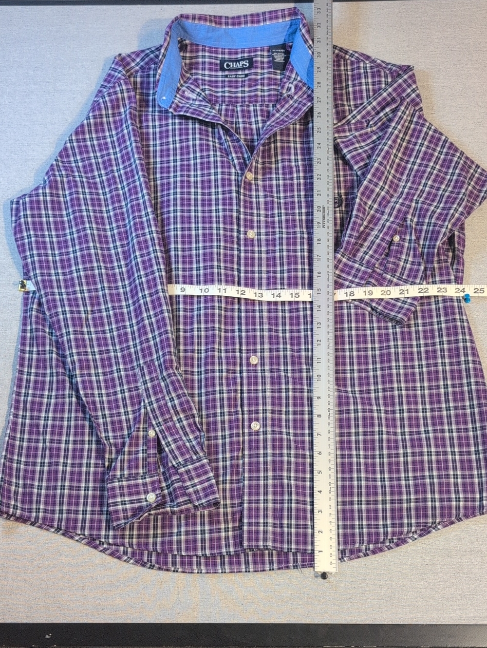 Chaps Men’s Purple Plaid Button-Down Shirt